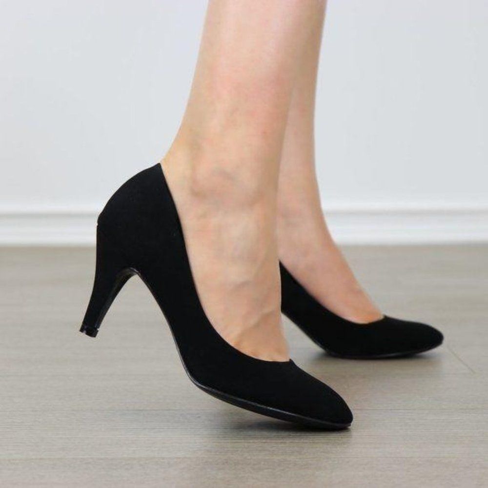 Closed Toe Low Mid Heel Dress Velvet Pump - Picture 11 of 16